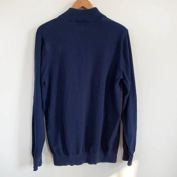 L.L. Bean Cashmere Blend Mock Neck 1/4 Zip Long Sleeve Pullover Blue Men’s LARGE - Picture 6 of 8